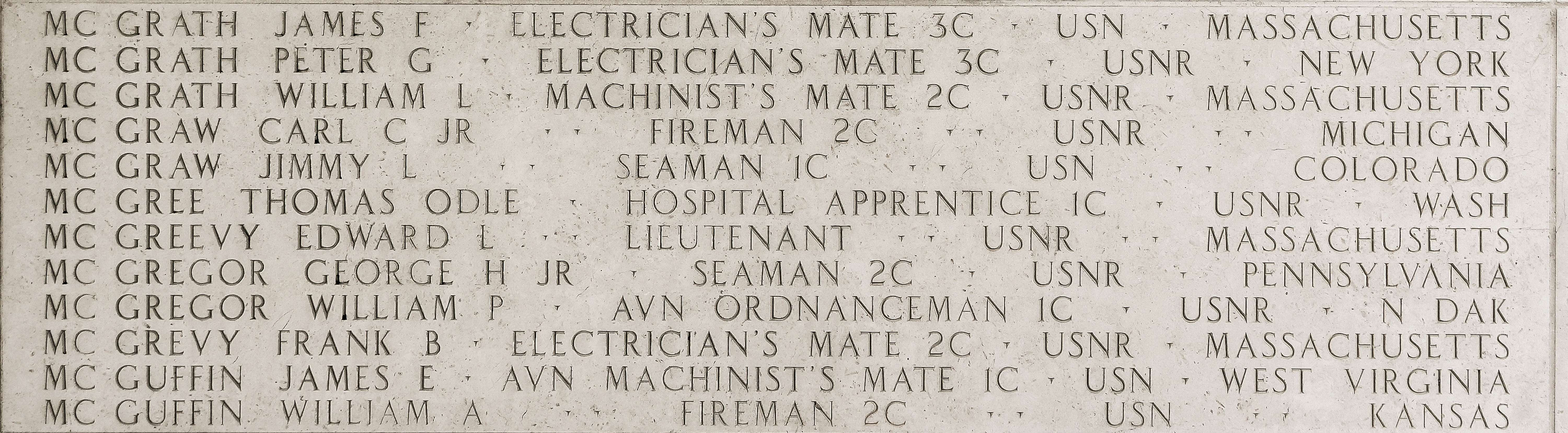 William P. McGregor, Aviation Ordnanceman First Class